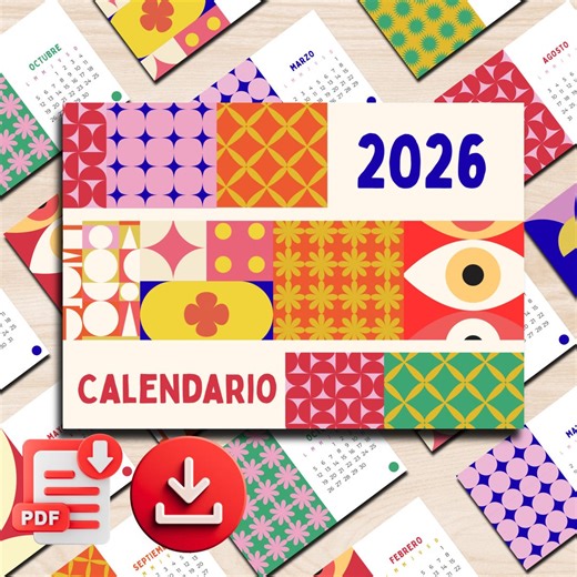 2026 Spanish Calendar Printable | Retro Modern Design (digital Download) - Etsy