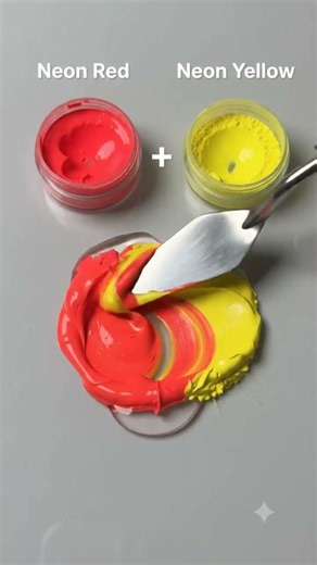 Neon Red + Neon Yellow ❤️💛 = Fiery Orange! 🔥🧡 | Satisfying Color Mixing #Shorts