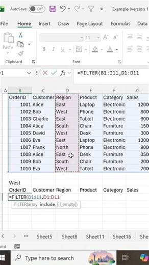 ⚡️ FILTER Function explained in 30 Seconds #excel #shorts