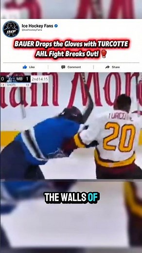 Bauer DROPS THE GLOVES vs Turcotte in Wild #AHL Fight | Wolves vs Moose #Hockey #Shorts #AHLFights