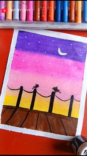 Easy Fantasy Scenery Drawing With Oil Pastel