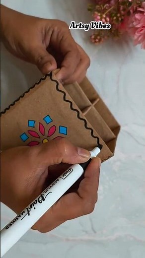 DIY Organizer from Waste box and brown paper✨#paperbag #shorts #diydeskorganizer ‪@TheArtsyVibes‬