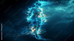 The sparkling electric human is a combination of robotic and digital technology, the combination and collaboration of technology will help humans in the future.