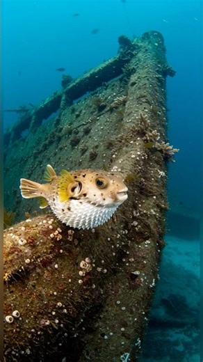 🌊 Cute Puffer Fish Floating in 4K 🐡😍 #UnderwaterWorld #MarineLife #SeaLife