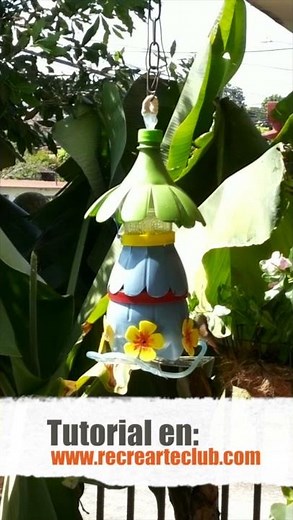 Bebedero para Colibríes con materiales de reciclaje