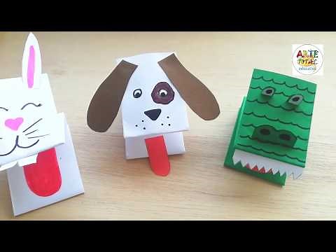 Títeres con papel - Conejito, perrito y cocodrilo