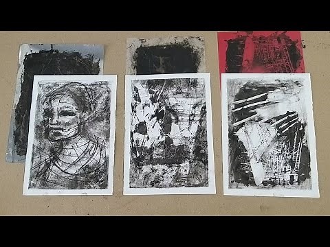 Dan Tirels Monoprinting with 3 types of recycled plastic