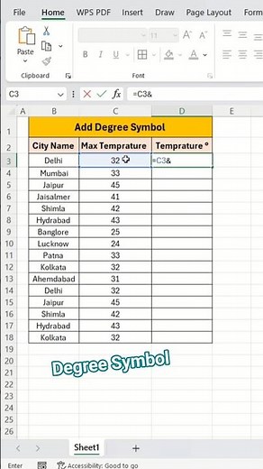 Excel me Degree (°) Symbol Kaise lagaye 😱 | Two Easy Methods | Excel Tips #excel #exceltips