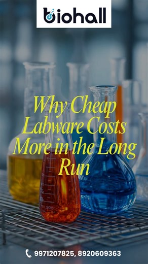 Biohall Life Sciences Pvt Ltd on Instagram: "Cheap labware may save money upfront—but it often costs far more over time. Low-quality glassware leads to inaccurate measurements, frequent breakage, contamination risks, and repeated replacements. These hidden costs result in wasted samples, delayed experiments, safety hazards, and compromised results. High-quality labware, on the other hand, delivers precision, durability, and reliability—protecting both your research and your budget in the long ru