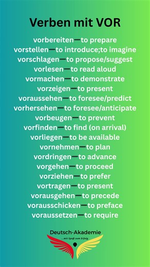 20 Powerful German Verbs with “VOR” | Speak German Like a Native | A2–B1 #germanlanguage #job