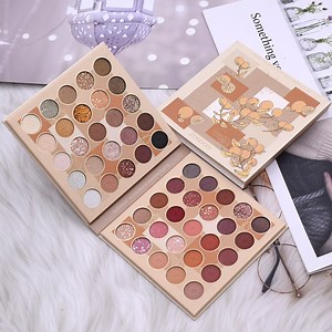 [Hot Item] 50 Color Eye Shadow Color Panel Waterproof Duster Flash Coffee Color Series Flash Makeup Disk