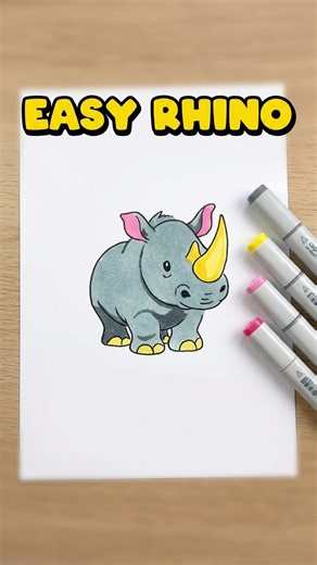 🦏 Rhinoceros Wildlife 🎬📌 Powerful Wild Animal Drawing 🌍 #shorts #drawing #RavlykArt