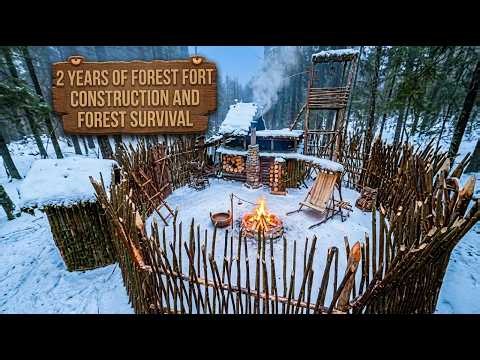 TWO YEARS OF PURE BUSHCRAFT: BUILDING AN INCREDIBLE OFF-GRID FORT/FULL MOVIE 2X