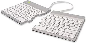 R-Go Split Keyboard, Scissors Mechanism, Anti Carpal Tunnel, 2 Part Ergonomic Design with Break Software, Ultra-Thin, QWERTY (US) Layout, Bluetooth 5.0, Compatible with Windows/MacOS, White