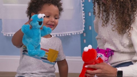 Sesame Street Friends 8-inch Cookie Monster Sustainable Plush Stuffed Animal, Kids Toys for Ages 18 Month by Just Play