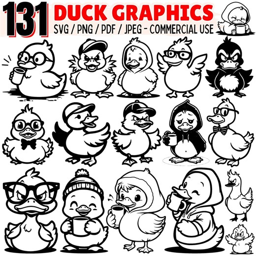Cute Duck Graphics Svg Png Pdf Dxf Files Bundle Cricut Cut Files Instant Download Commercial Use - Etsy
