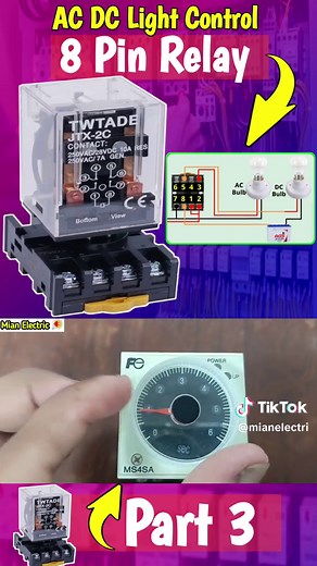 AC DC Light Control With 8 Pin Relay Wiring Connection