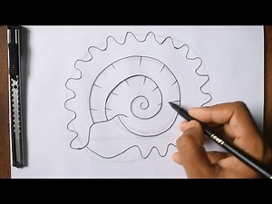 Sea Snail Art: Step-by-Step Pencil and Pen Line Drawing Tutorial for beginners