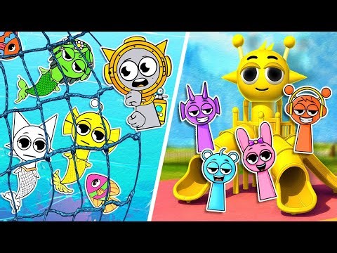 Sprunki Mermaids Got In Trouble? 🧜‍♀️😱 *Coolest Paper Gamebook Stories With Sprunki*