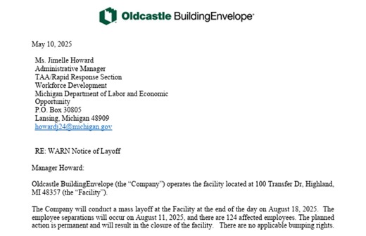 Highland architectural glass manufacturer announces 124 layoffs, facility closure