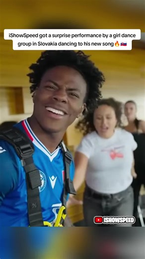 iShowSpeed got a surprise performance by a girl dance group in Slovakia dancing to his new song🔥🇸🇰 #ishowspeed #fyp
