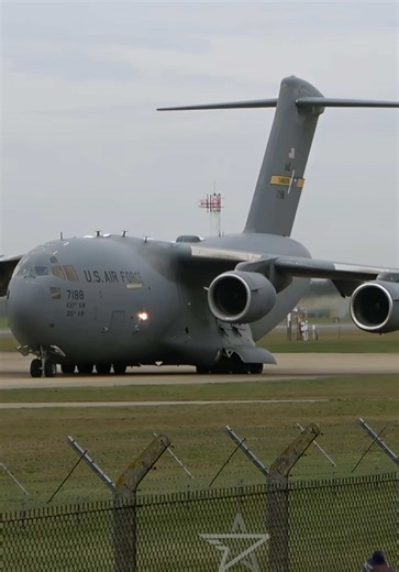C-17 Globemaster's Powerful Takeoff from RAF Lakenheath