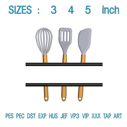 Kitchen Elements Embroidery Design Outline | Monogram Frame Cooking Baking Machine File Download - Etsy