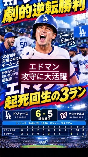 [MLB] Dodgers' Dramatic Comeback Win: Edman's Game-Changing 3-Run Homer 9/6/2026 Dodgers vs. Nati...