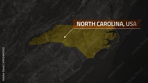Map of North Carolina, USA - Map Animation - North Carolina GIS from World Map - Vox Map Style - State of USA - Infographic & Documentary Ready - 4K