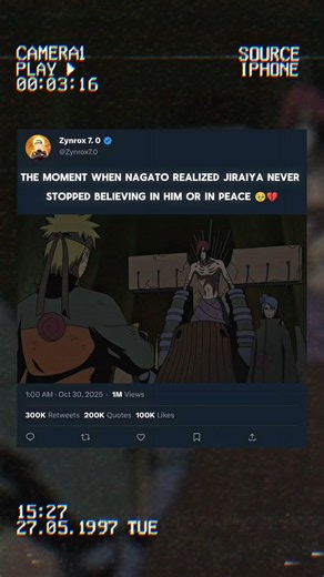 The moment when Nagato realized Jiraiya never stopped believing in him or in peace 🥹💔 #naruto #yt