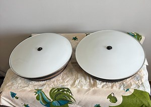 Vintage Mid Century Modern Light Fixture | Frosted Glass Ceiling Lamp | Art Deco Style | Flush Mount | Chrome | Retro Home Decor - Etsy