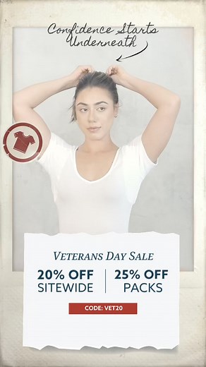 This Veteran’s Day, it’s all about comfort that performs. Enjoy 20% off sitewide + an extra 5% off all packs with code VET20. ✅ Blocks Underarm Sweat 100% ✅ Hydro-Shield® Sweat Proof Technology ✅ All-Day Comfort and Confidence ✅ 30-Day Risk Free Returns | The Thompson Tee | Facebook