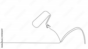 4k animated self drawing of handyman or painter he paints a wall in a house for your design minimal outline
