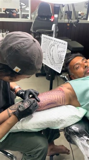 Travel-Inspired Family Leg Tattoo + Polynesian Tribal Bicep