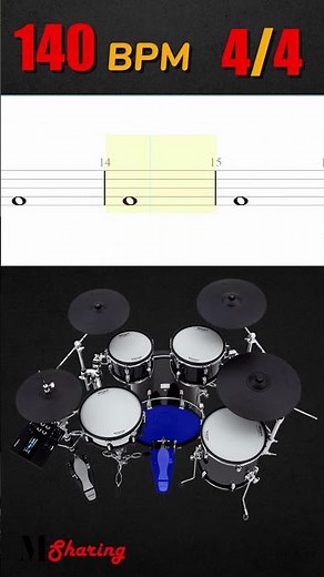 Whole Note On The Kick Drum Exercise - 6 ( 140 BPM - 4/4 )