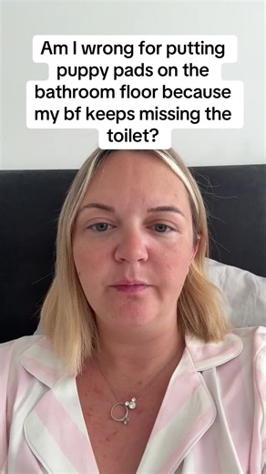 Was she wrong for putting puppy pads on the bathroom floor because her boyfriend keeps missing the toilet? 🐶🚽 #AITA #relationshipproblems #CouplesArguments #AmIWrong #Storytime