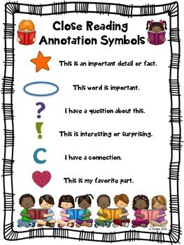 Close Reading Symbols Poster Anchor Chart ANY Topic | Back to School