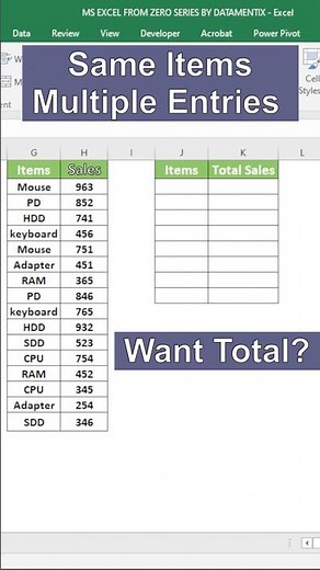 Same Items Total in 1 Click 🔥 | Excel Consolidate