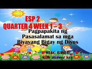 ESP 2 Q4 W1- 3 PAGPAPAKITA NG PASASALAMAT SA MGA BIYAYANG BIGAY NG DIYOS