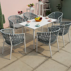 [Hot Item] Bamboo Furniture Set Dining Room Table and Chairs Garden Patio Rattan Outdoor Furniture for Sitting Room