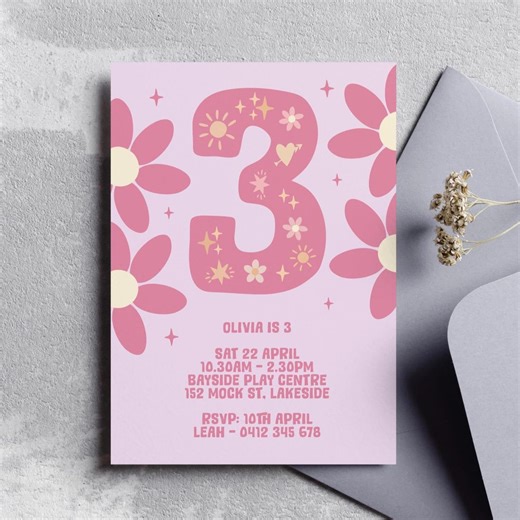 Editable 3rd Birthday Party Invitation Template With Colorful Shapes - Etsy