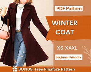 Winter Coat Sewing Pattern Women PDF | Coat Pattern | Long Coat PDF Pattern | Jacket Sewing Pattern | Women Sewing Pattern - Etsy