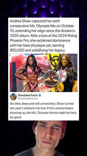 Andrea Shaw captured her sixth consecutive Ms. Olympia title on October 10
