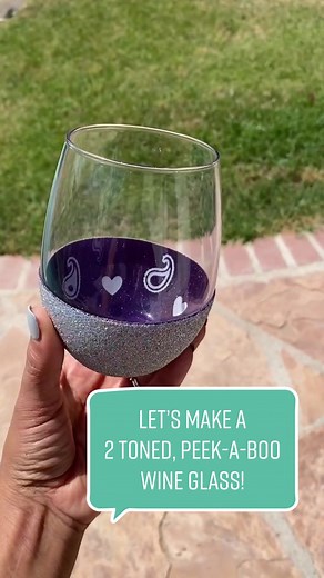 Two-Toned, Peek -a-boo wine glass #glitterwineglass #crafty #etsy