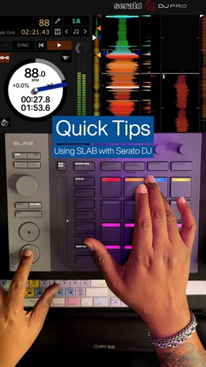 Did you know SLAB can also be used as an accessory with Serato DJ Pro and your existing DJ set up? @mrsonnyjames shows you how to get started with SLAB and Serato DJ. What else do you want to learn about SLAB? Co-developed by @alphathetaglobal - SLAB is the first MIDI pad controller built specifically to control Serato Studio, Sample—and Serato DJ Pro as an Official Accessory. | Serato