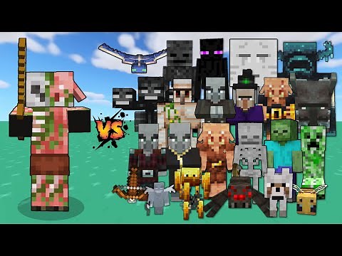 Zombified Piglin vs Every mob in Minecraft (Bedrock Edition) - Minecraft 1.20 Mob battle