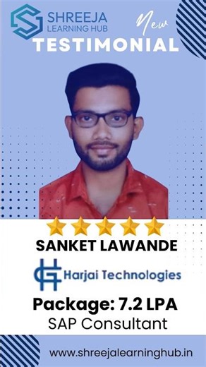 SAP Placement Success | 7.2 LPA Package | Shreeja Learning Hub Student Placed