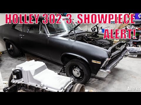 Holley 302-3 LS swap oil pan install on the 5.3 Nova project!