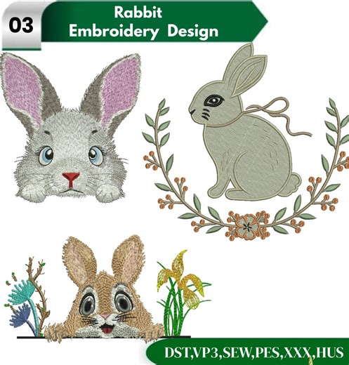 Rabbit Embroidery Design, Adorable Bunny, Woodland Rabbit, Minimalist Rabbit, Cute Bunny Face, Floral Rabbit, Machine Embroidery Design - Etsy