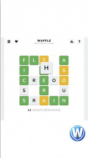 Waffle #1620: Perfect Score with 10 Swaps (Jun 29)